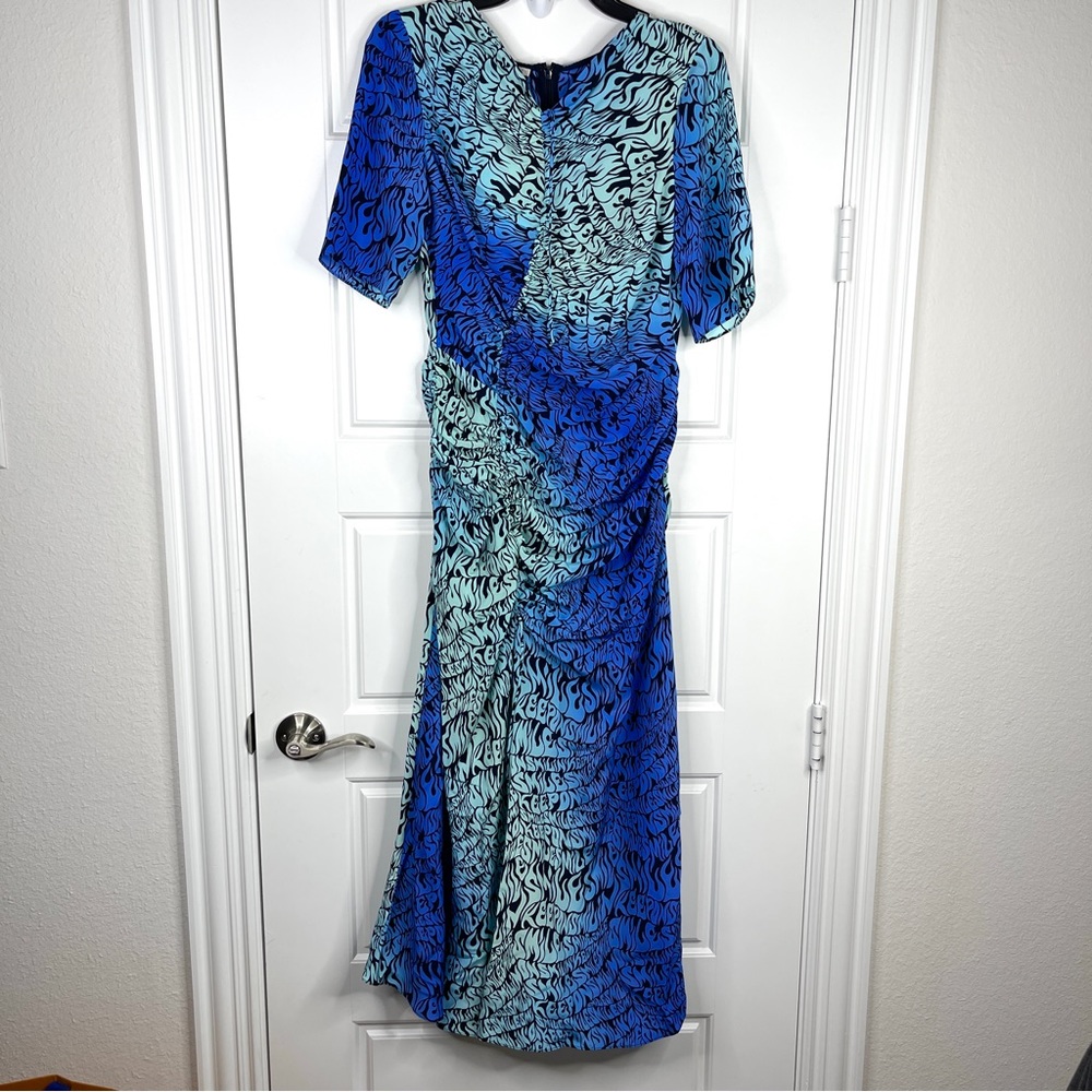 STELLA MCCARTNEY 100% Silk Keep On Smiling Print Ruched Dress NEW Size 44 RARE